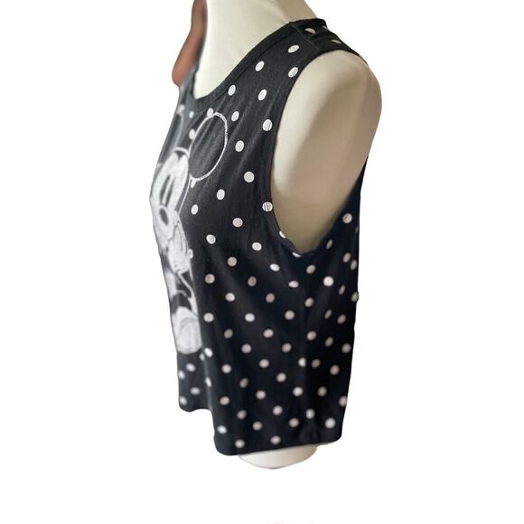 Disney Black With White Polka Sots Sleeveless Mickey Size Large - Picture 7 of 7